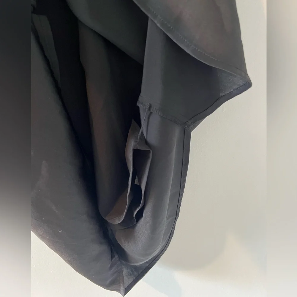 NWT Madewell nightout black silk satin midi dress v neck elastic waist 0 - Picture 11 of 11